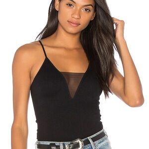 Free People Come Around Mesh Insert Cami Black